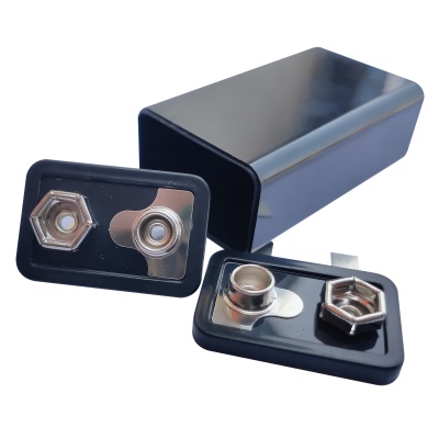 9V锂电电池盒外壳黑色ABS超声波9v方块锂电池电池加工配件黄铜镍